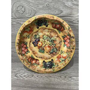 Daher Decorated Ware 1971 Tin Bowl Fruit Made in England 10” Vintage Serving